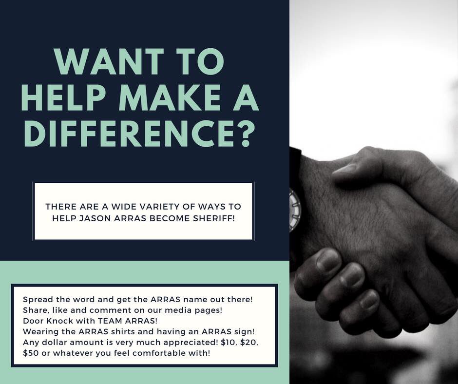 Arras4Sheriff's tweet photo. Thank you very much for everyone’s continued support and encouragement! We need help getting JASON ARRAS’s name out to all of Scott County! Listed are a few ideas how you can make a difference.
https://t.co/C65c72umkq
#arrasforsheriff #WinningByWorkingTogether https://t.co/OfIRaI6reD
