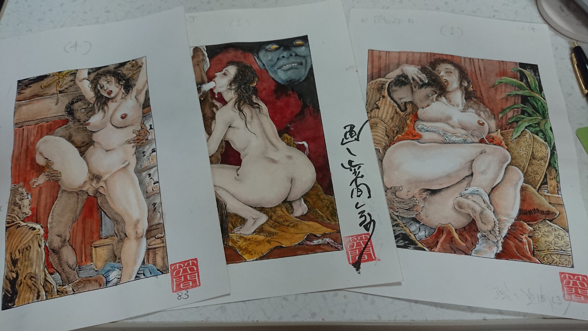 笠間しろう緊縛挿絵 架空まさる～春漫画描き（春画漫画）～ در X: «RT @syumga: 以前から欲しかった、昭和の緊縛絵師 笠間しろう氏の肉筆画稿を三点入手できました！嬉しい！  また額買って額装しなくっちゃ♪ #笠間しろう #責め絵 #緊縛 https://t.co/KGuz5mOz6x» / X