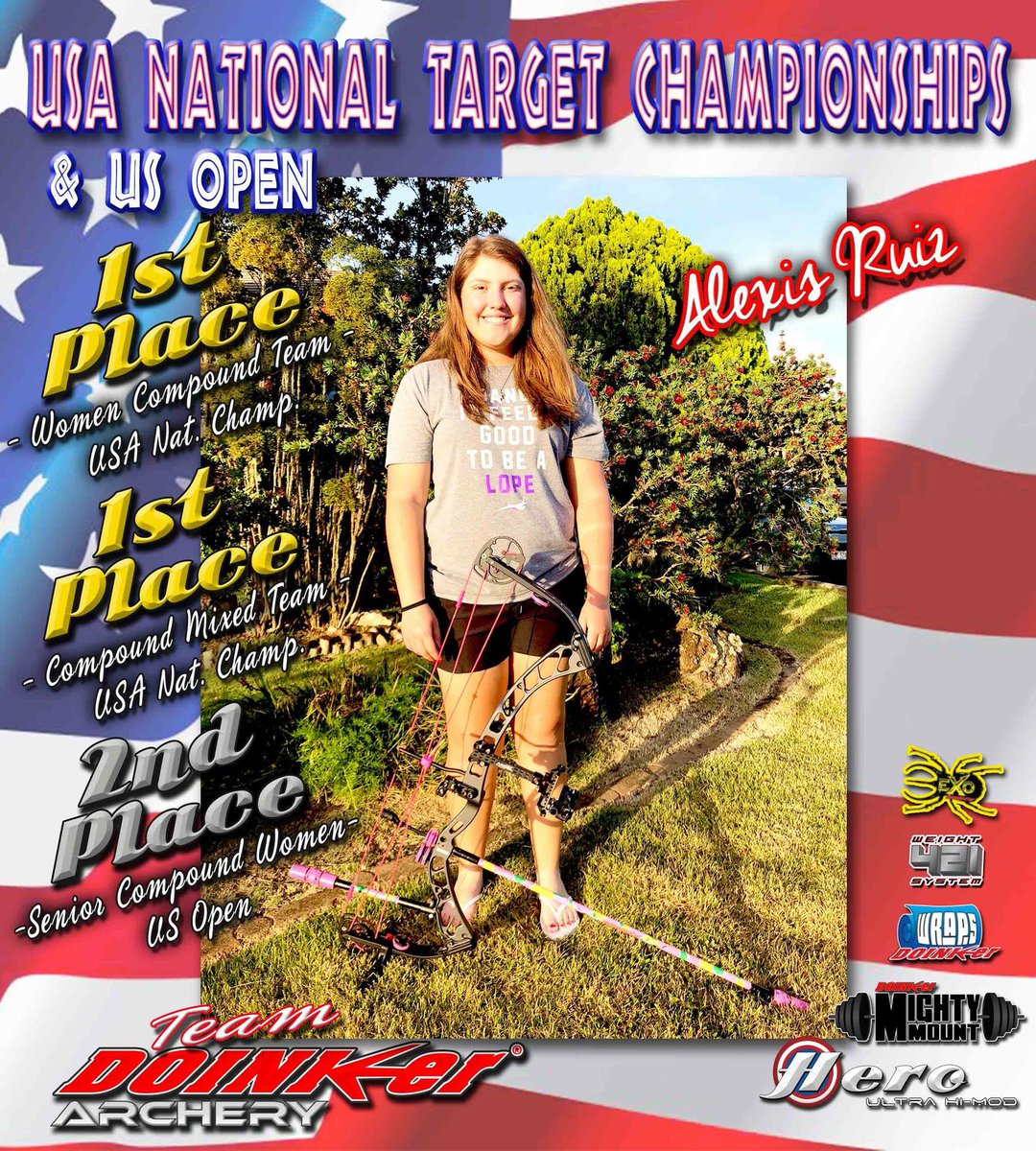 DoinkerStabs's tweet image. Congratulations to Team Doinker&apos;s Alexis Ruiz on her Three Medal Wins!!! #USopen #USANationalChampionships #TeamDoinker #Winning #Doinker #HeroUltraHiMod #MightyMount #eXoDoinker #archery