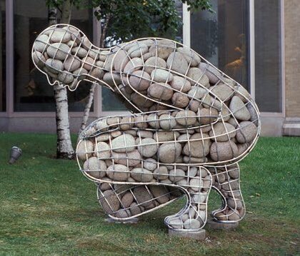 Sculpture by Celeste Roberge depicting physical weight of #grief. Often the invisible nature of #mentalhealth goes unnoticed. Person centered care is incomplete without addressing physical and mental health together. 
Be aware, be kind, be there. <a href="/APAPsychiatric/">American Psychiatric Association</a> <a href="/NationalCouncil/">National Council for Mental Wellbeing</a>