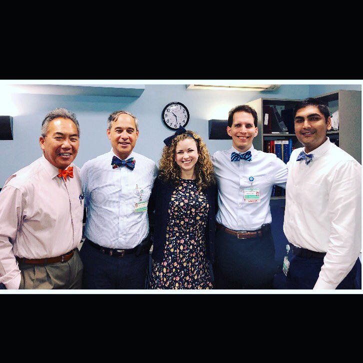Inaugural tweet of Brown Radiology Residency! Throwing it back to last Bow Tie Friday. Drs. Rogg and Tung with #radres @JeannaHarveyMD and Mohit #NeuroRads