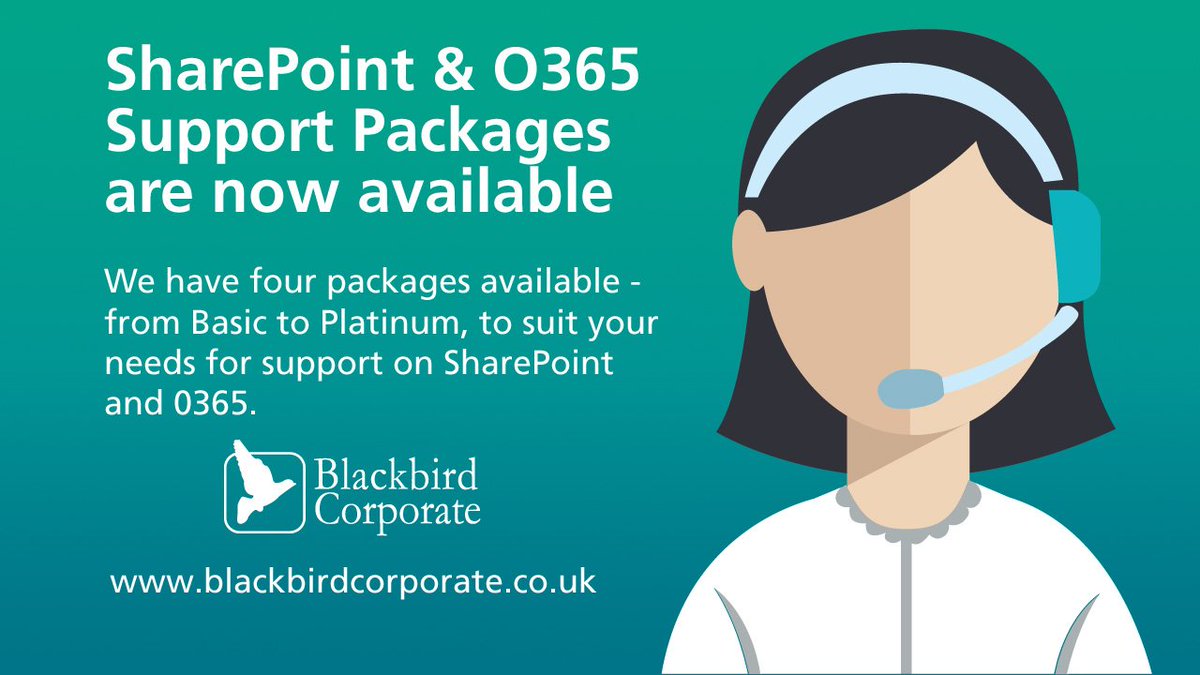 Blackbirdcorp's tweet image. More client are asking for support when it comes to SharePoint.  If your business needs technical or user support choose from one of our great packages ow.ly/JN4A30lulYq #SharePoint #SharePointTrainingUK #SharePointSupport #O365 #technology #Specialists #uk