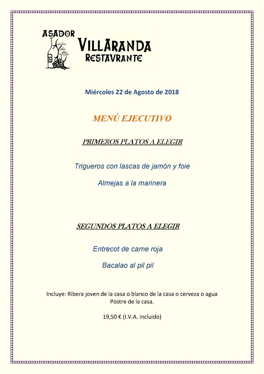 VillarandaAsado's tweet photo. Hoy y mañana cocina pensada para vosotros en Villaranda Asador, mira a ver que te apetece y ven a comer, os esperamos..
@VillarandaAsado #gastronomia variada en #Alcorcón desde #restaurante #Villaranda https://t.co/RoWFUXkibn