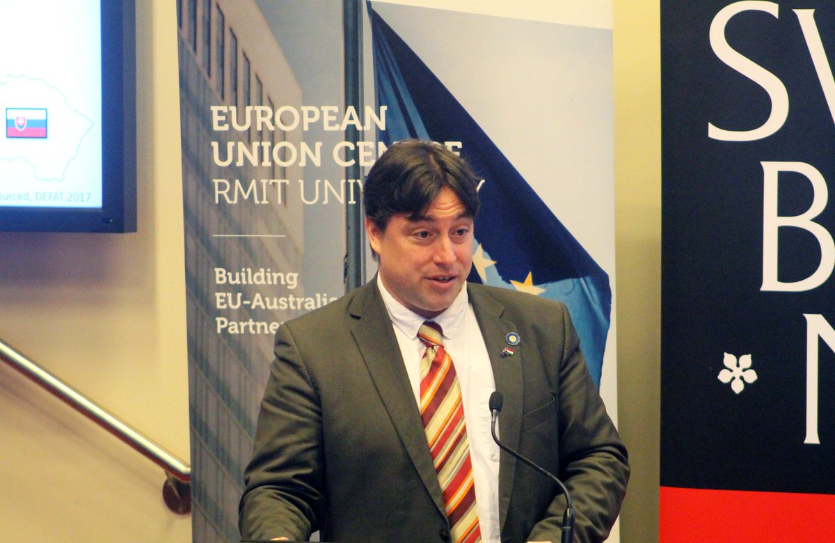 RMIT_EU_CENTRE's tweet photo. Pleasure to host the 'Central European Business Forum 2018' @RMIT #Melbourne today w/ @Swinburne. Full house & lots of discussion re: #Australia & #Visegrad4 business opportunities in the AUS-EU Free Trade Agreement. #CEBF2018 #CEBF #SmallBizFestVic #EU #EUinAus #RMIT #AustEUFTA. https://t.co/Byn4EnExzP