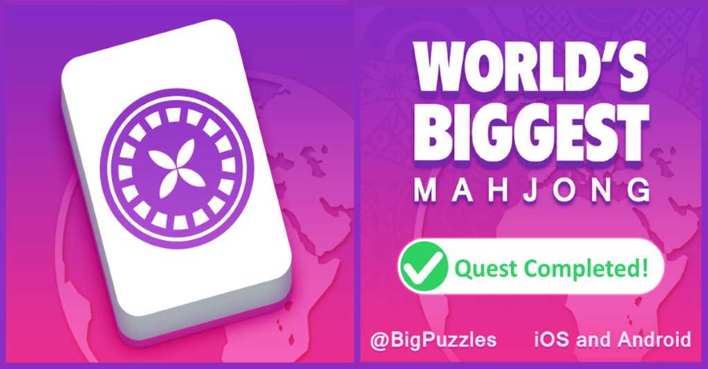 LonnaKayEdwards's tweet photo. I've just beat a quest in World's Biggest Mahjong.  My new level is'Master of Puzzles'.  It's free. https://t.co/xLA7KxwY0B