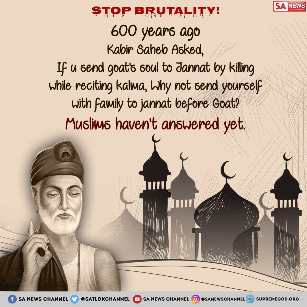 PunjabDeepak's tweet photo. #EidMubarak

All #MeatEatersWillGoToHell because it is not the order of Allah to eat meat if you want to know whose order it is then watch sadhna channel from 7.30 to 8.30 daily https://t.co/l2tN28dsMq