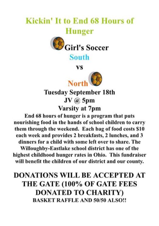 ENHS_Boosters's tweet photo. Please support our Girls Soccer Team as they work to fight childhood hunger at their game on September 18th. ⚽️
#end68hoursofhunger https://t.co/GfHZRbOVXy