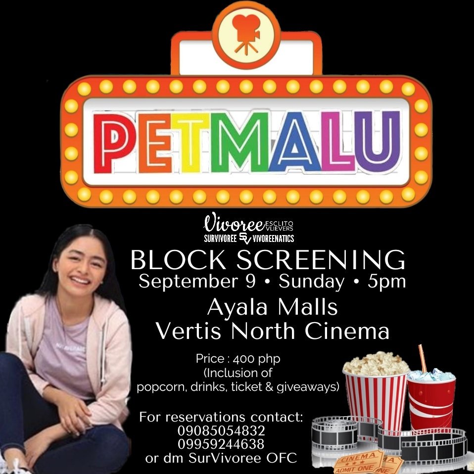 ofcsurvivoree's tweet photo. Join us on our block screening for PETMALU movie on September 9 at Vertis North Cinema (near Trinoma). For more details kindly check our poster below. 

See you there Vlievers! 🙂 https://t.co/HBflFwLm1u