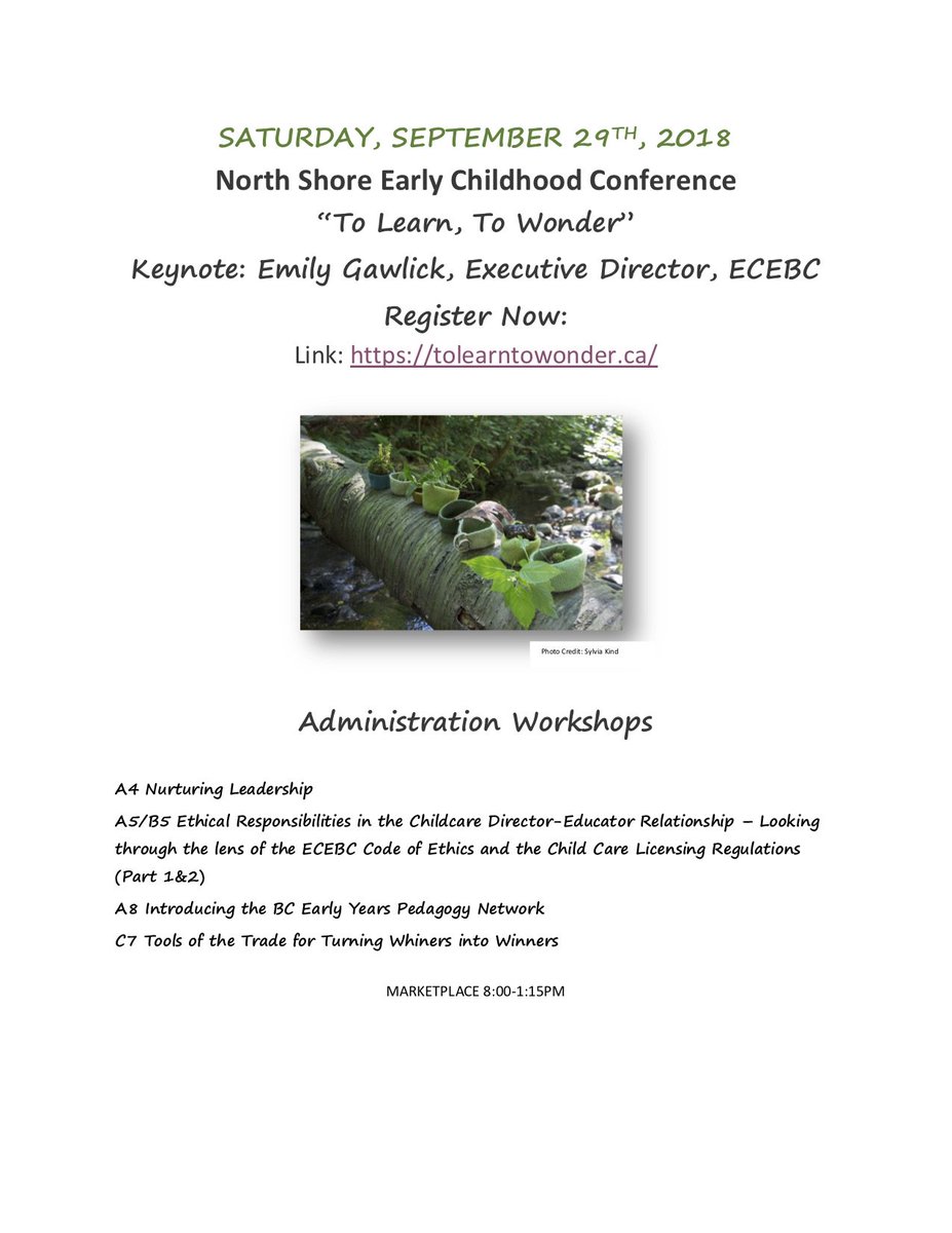 vwjessen's tweet photo. North Shore Early Childhood Conference "To Learn, To Wonder" 
Saturday, September 29th, 2018, Capilano University 
https://t.co/Hlp2VnpLjq https://t.co/qsBqIZAItg