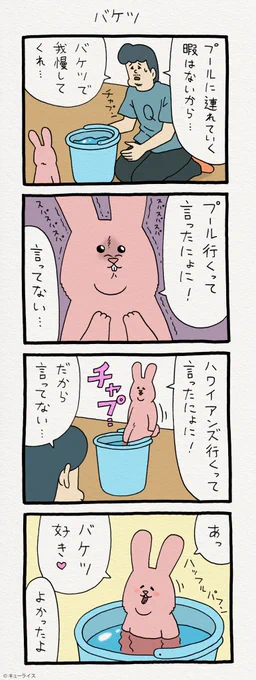 4コマ漫画スキウサギ「バケツ」 