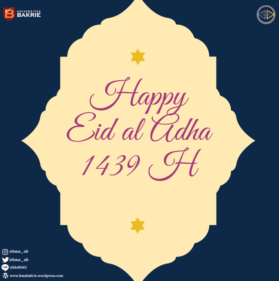🌙 Idul Adha 1439 H🌙

Kata telah terucap
Tangan telah tergerak
Prasangka telah terungkap
Tiada kata, kecuali “Saling Memaafkan”

Kami Segenap Keluarga Besar Himpunan Mahasiswa Akuntansi Universitas Bakrie mengucapkan 
Selamat Hari Raya Idul Adha 1439 H🙏🏻