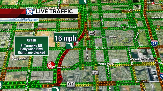 #TRAFFICALERT Broken down car on the Fl Turnpike NB at Hollywood Blvd. A center lane is blocked. #TRAFFIC #MIAMI https://t.co/93bsvy03gw