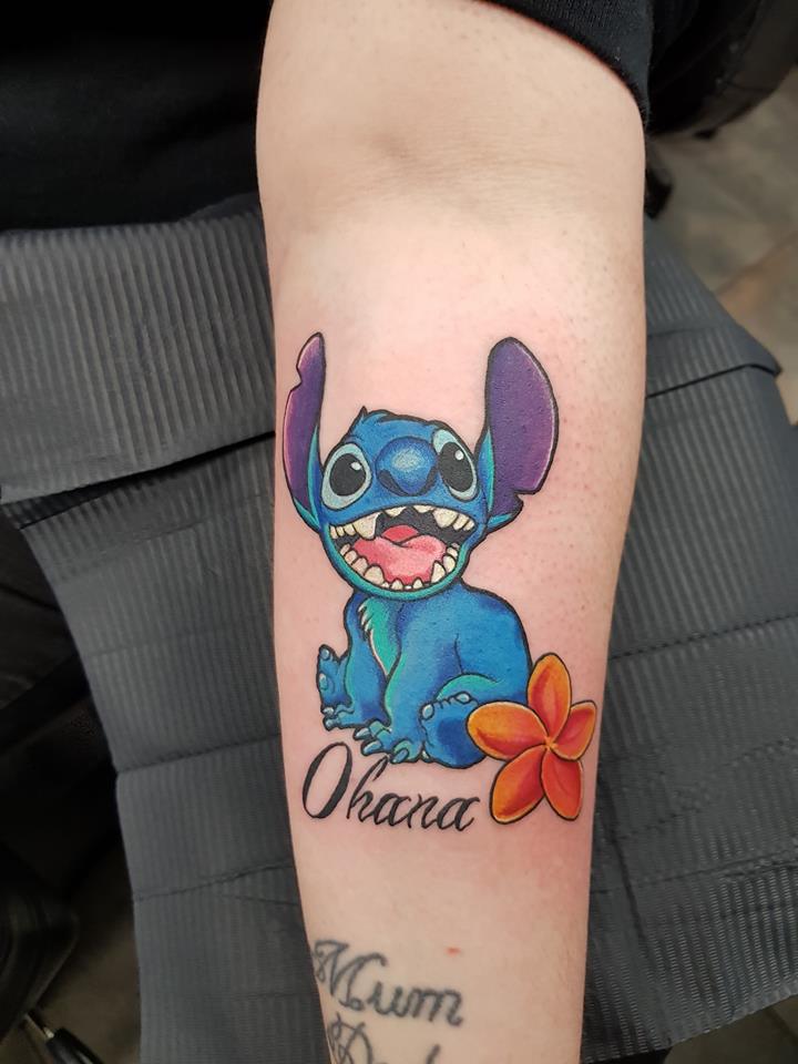 Stitch tattoo I did on my client :) : r/disney