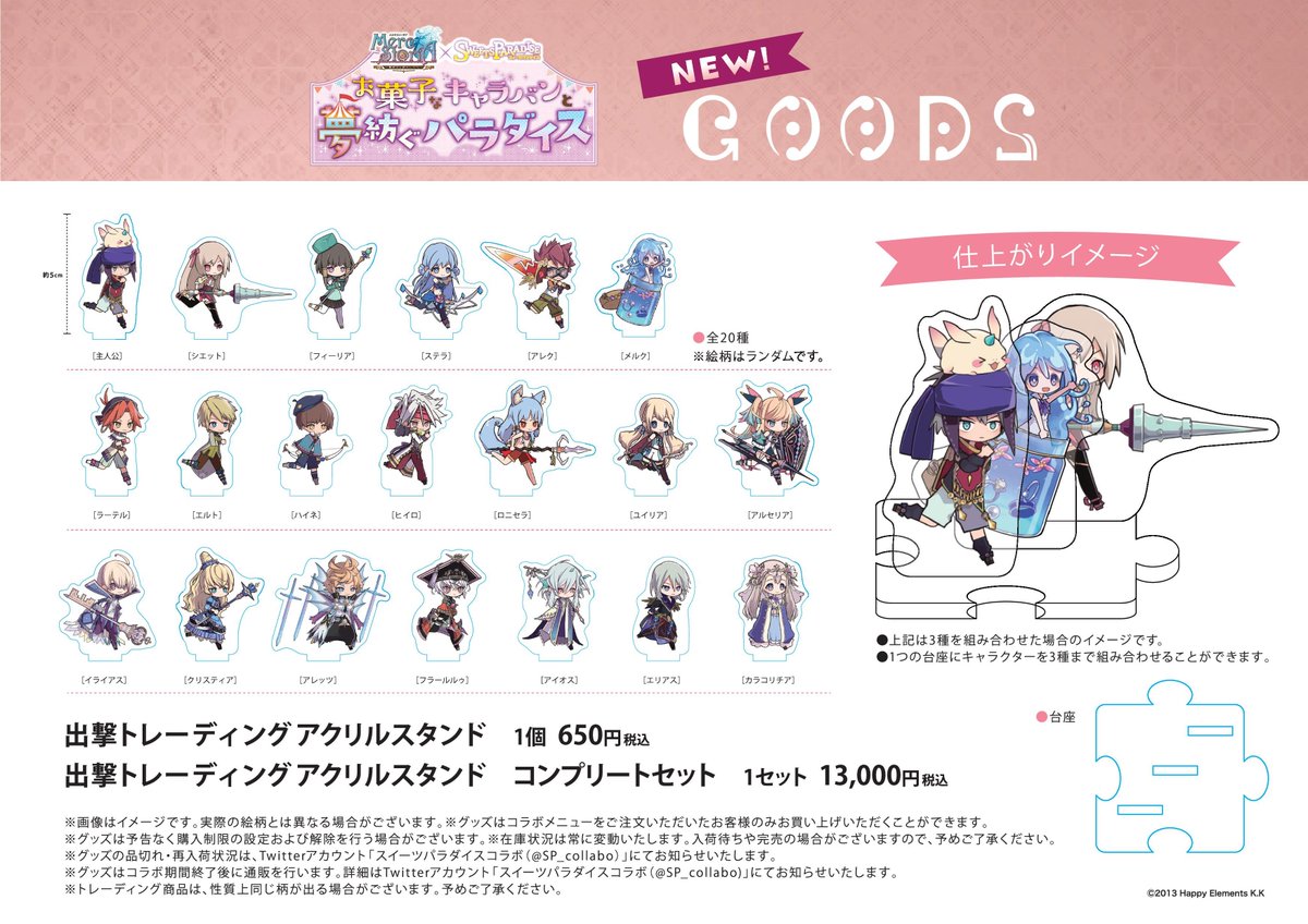 メルクストーリア　アクリルスタンド　缶バッジ　スイパラ メルクストーリア×スイーツパラダイス -お菓子なキャラバンと夢紡ぐ