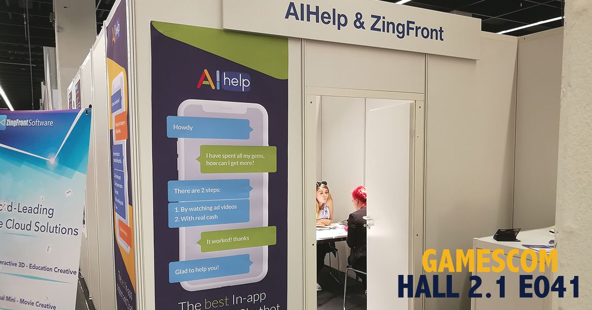 AIhelp1's tweet image. Meet AIHelp team at #Gamescom #Cologne, Hall 2.1 E041. 
aihelp.net