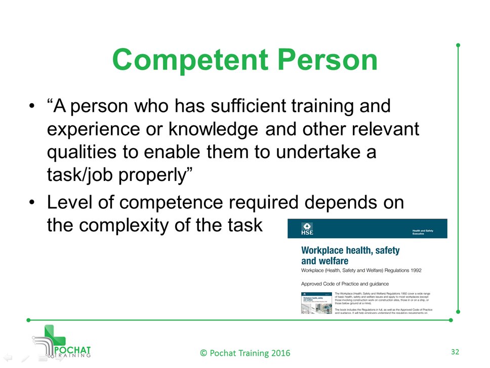 PochatTraining's tweet image. What is a &apos;Competent Person&apos;?

.
.
#HealthandSafety #HelpGBWorkWell #FireSafety #COSHH #Safety #Workplace #Business #UKSmallbiz #B2B #SME #SMEUK #SmallBiz #uksopro #flockbn #ukhashtags #Chesterfield #ChesterfieldIs #Sheffield #SocialSheff #Nottingham #Notts #Derby #Derbyshire