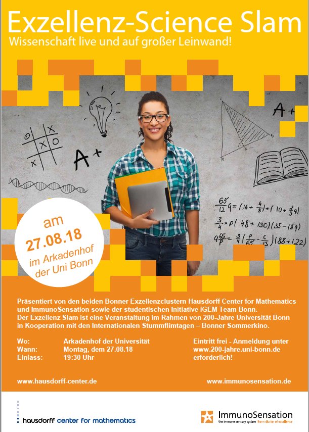 ImmunoSensation (@immunosens) on Twitter photo Don't miss out on the Excellence-Science Slam! The two excellence clusters of the University of Bonn, @HCM_Bonn and <a href="/ImmunoSens/">ImmunoSensation</a> will hold a joint science slam on the 27th of August. Entrance is free upon registration: uni-bonn.de/veranstaltunge… Don't miss out on the Excellence-Science Slam! The two excellence clusters of the University of Bonn, @HCM_Bonn and <a href="/ImmunoSens/">ImmunoSensation</a> will hold a joint science slam on the 27th of August. Entrance is free upon registration: uni-bonn.de/veranstaltunge…