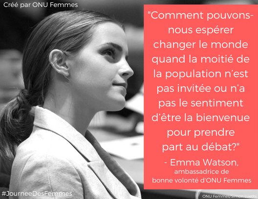« Pourquoi ce mot suscite-t-il un tel malaise ? » - Emma Watson, notre Ambassadrice de bonne volonté. Vous aussi vous êtes féministes et fières de l’être ?