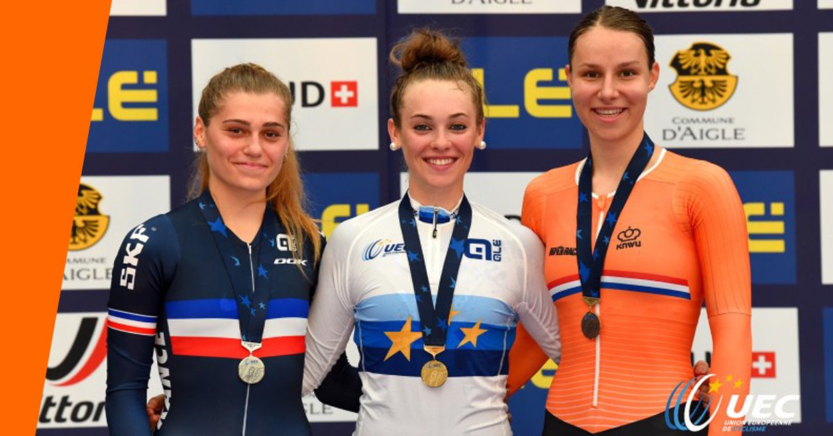 Mylene de Zoete heeft op de openingsdag van het EK Baan voor beloften en junioren Nederland een eerste succes bezorgd met een bronzen plak: knwu.nl/nieuws/de-zoet… #teamknwu #dutchcycling