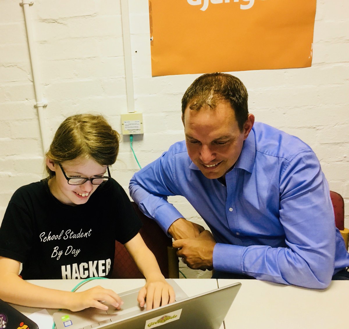 GirlsCodeMK's tweet photo. Something incredible happened last night. We witnessed true generosity from @pwrgerman who donated a brand new laptop to our resident hacker Connie. Thank you!  Obviously, the first thing they did was install Linux :) 
#GirlsWhoCode #thisgirlcan @RailsGirlsSoC @senorhuidobro https://t.co/Rl2fFO15BV
