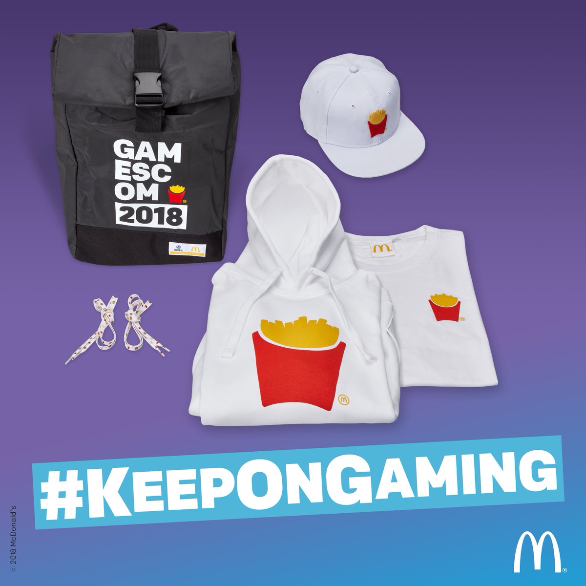 McDonaldsDENews's tweet photo. Für alle, die nicht auf der #Gamescom2018 sind:
Schreibt uns euer Lieblings-McDonald's Menü (bis heute, 24 Uhr) in die Kommentare und gewinnt mit etwas Glück unsere #Gamescom Kollektion.🍔🍟🧢
#eswirdgelost #keepongaming @ESLGermany https://t.co/GtvPwC2OUg