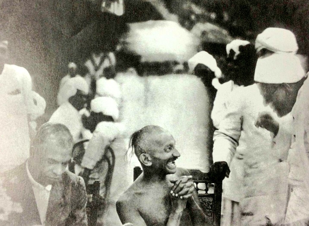 Mahatma Gandhi at the home of S. Iyengar, Madras, Sep1921. After this tour to South, his attire never changed.
