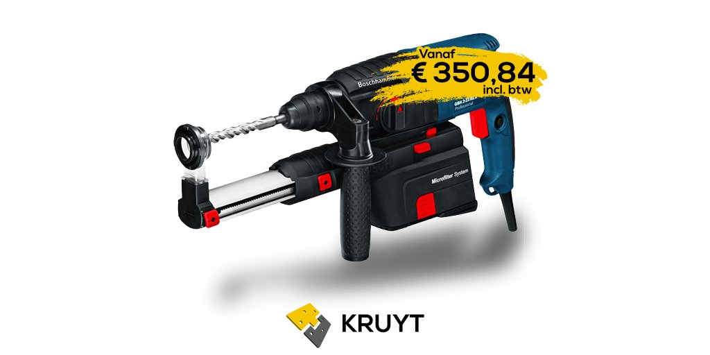 Kruytbv's tweet photo. De Bosch Boorhamer GBH2-23REA is de meest compacte oplossing voor stofvrij boren. Deze boormachine heeft een geïntegreerde, afneembare afzuigeenheid om zuiver, stofvrij te werken. Klik op de link voor verdere specificaties: https://t.co/hLBHncub9o https://t.co/BsOP8c8iBP
