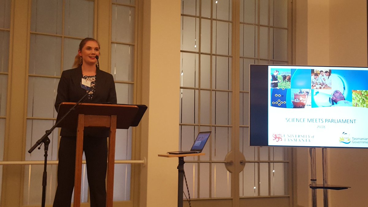 Great to hear <a href="/RACInational/">Royal Australian Chemical Institute</a> Tasmanian member Bianca Deans talking about the impact of #science #communication at Science Meets Parliament at Tasmania's Parliament House #OzChem