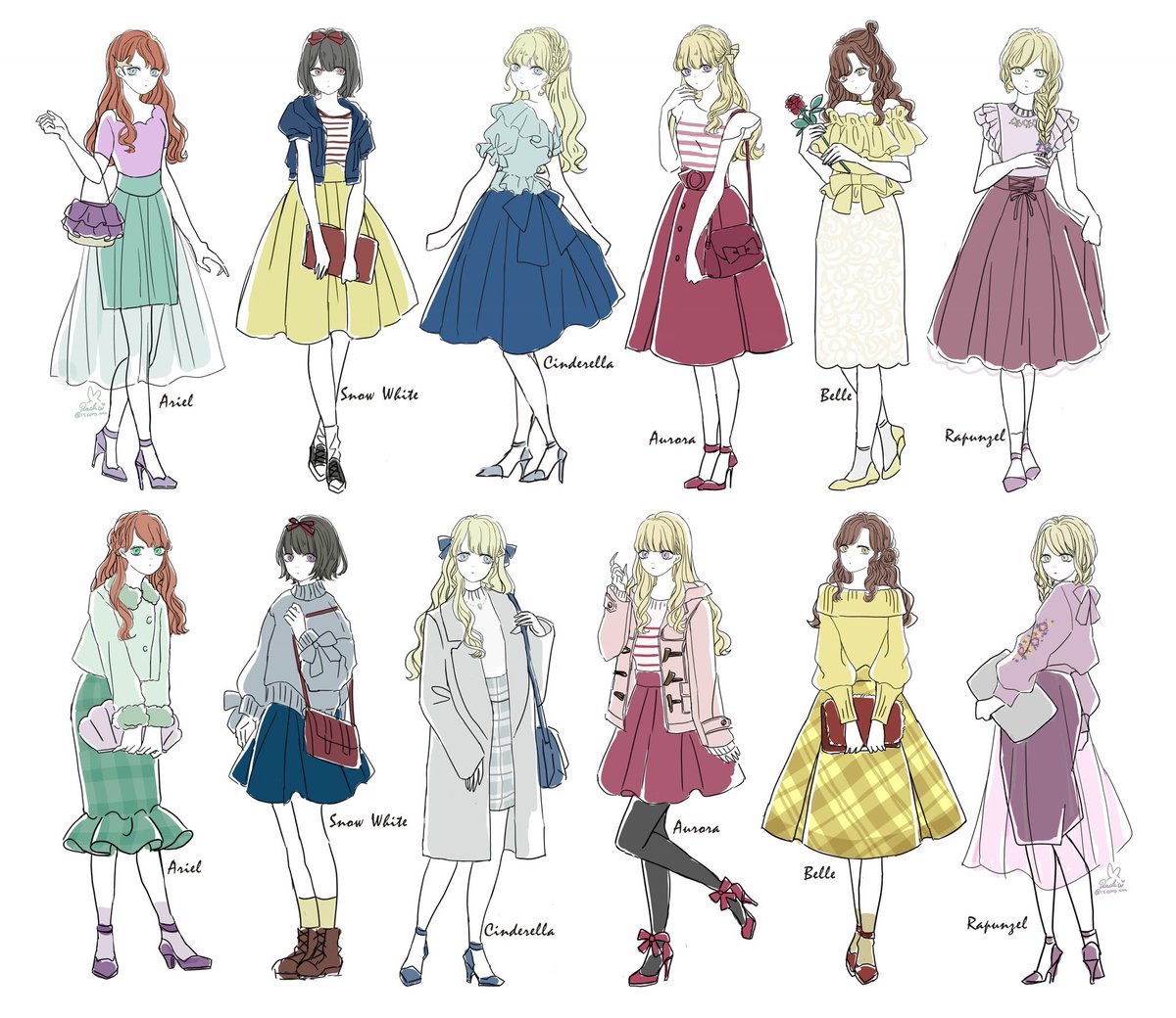 なちこ On Twitter Disney Princess 服装いろいろ