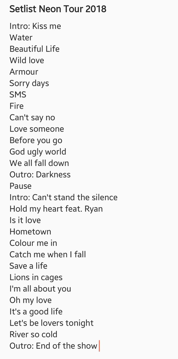 fREAky_Bananas's tweet photo. Ich hab mal meine Wunsch-Setlist für @ReaGarvey's Neon Tour erstellt.. 😂❤ Wie sieht eure aus? #NeonTour2018 #ReaGarvey #❤? https://t.co/7BSwkIs2zB