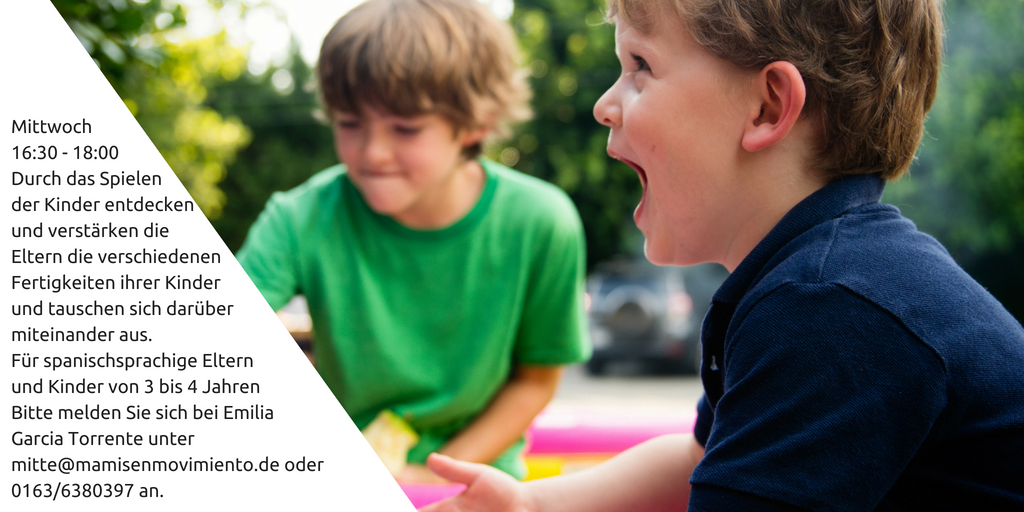 KREATIVHAUS_Bln's tweet photo. Spiel und Entwicklung – spanischsprachig. Jeden Mittwoch @KREATIVHAUS_Bln #spanish #espanol #mutterkind #vaterkind
https://t.co/vJgbu3YVuw https://t.co/ShKHJxR16o