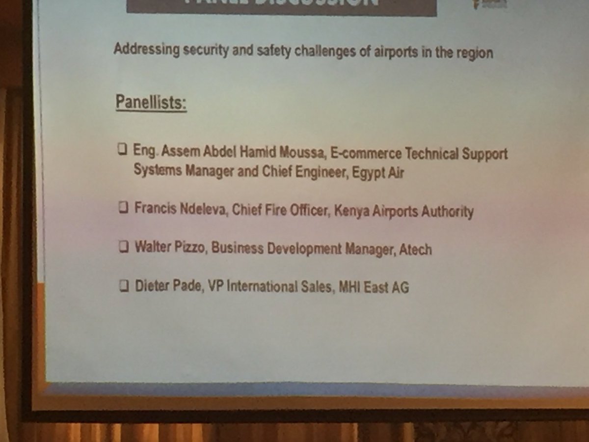 aviajoin's tweet photo. PANEL DISCUSSION: Addressing security&safety challenges of Airports in the region. Fire fighting using the help of tech mgt by Chief Fire Officer,@KenyaAirports during the Modern Airports Africa 2018 conference,Nairobi. @icao,@iqpcmena #aviationafrica @Africanairports,#MAA2018 https://t.co/AjWLm8F4xp