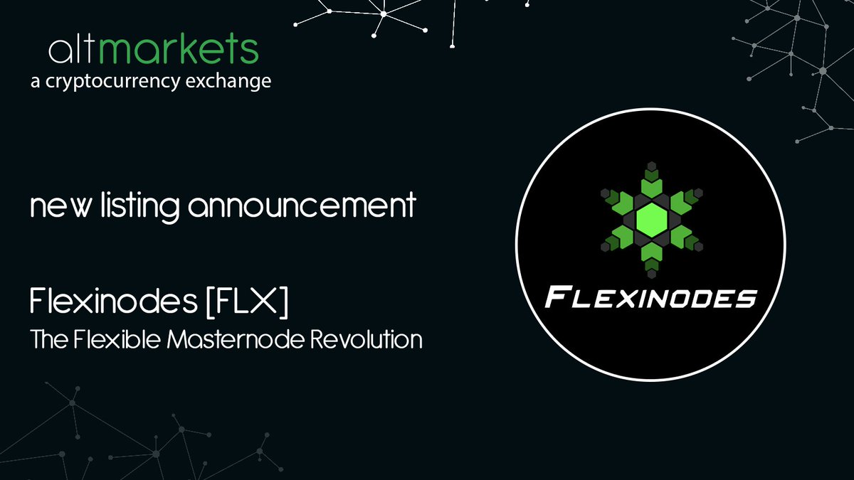 AltmarketsEX's tweet photo. #Flexinodes $FLX now listed, live and ready for trading - Flexible MN Collateral Market: https://t.co/XYgMhUcUcv https://t.co/72EwofaIQr