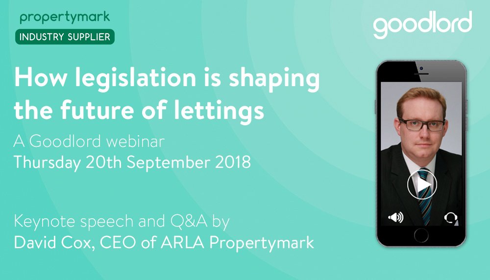 We are excited to launch a new series of webinars - first up, we're hosting <a href="/arla_uk/">ARLA Propertymark</a>'s  David Cox on 20th September. 

Join us for David's keynote speech on the #tenantfeeban and a follow-up Q&amp;A.

Register for your free place here ➡️ goodlord.ly/2Pw8nCC