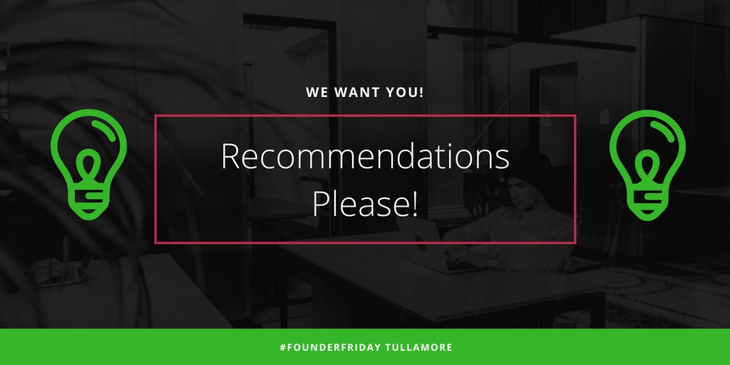 Looking for suggestions of who you would like to hear speak @TullamoreFriday Founder Friday, which is a very social monthly meet-up in Tullamore, talking all thing #Tech #Startup #Scalingup #Remotework #BuildingTeams all suggestions welcome. #Techtalk #Meetup #Tullamore #Offaly