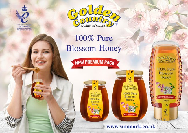 GoldenCountryUK's tweet photo. 100% Pure Blossom Honey! New Premium Pack! @asda @sainsburys @LidlUK @Tesco @AldiUK #honey #blossom https://t.co/IVyVG62Ema