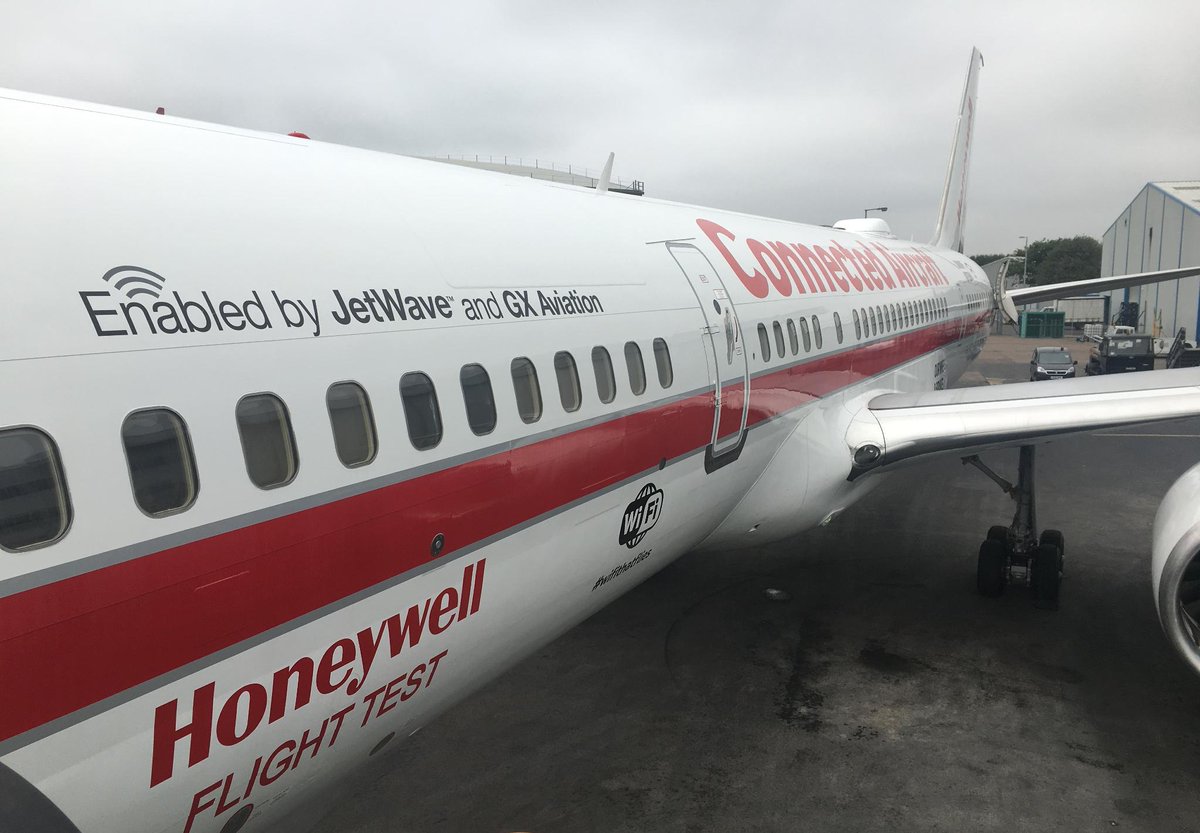 Our B757 Connected Aircraft is brightening up a gloomy day at Stansted thanks to @InfliteJet. #WiFiThatFlies