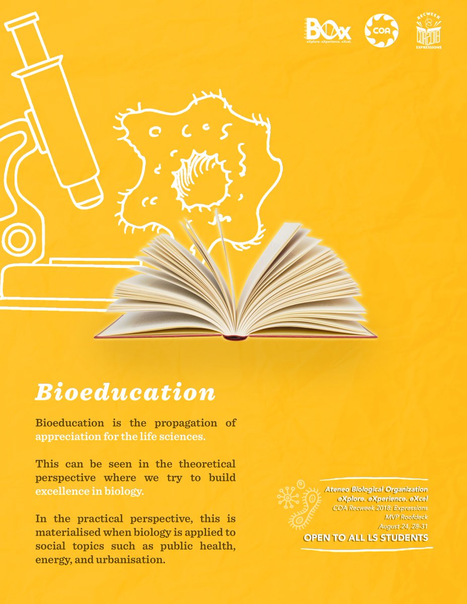 ateneobox's tweet image. Ready to geek out &amp;amp; explore the wonders of Biology? Join BOx, a community that appreciates life in all forms.

Color your world with Ateneo BOx at @COARecWeek 2018: Expressions
August 24, 28-31, 2018
MVP Roofdeck 
#ColorYourRecWeek #Expressions2018 #AllForBOx #BOxRecWeek2018