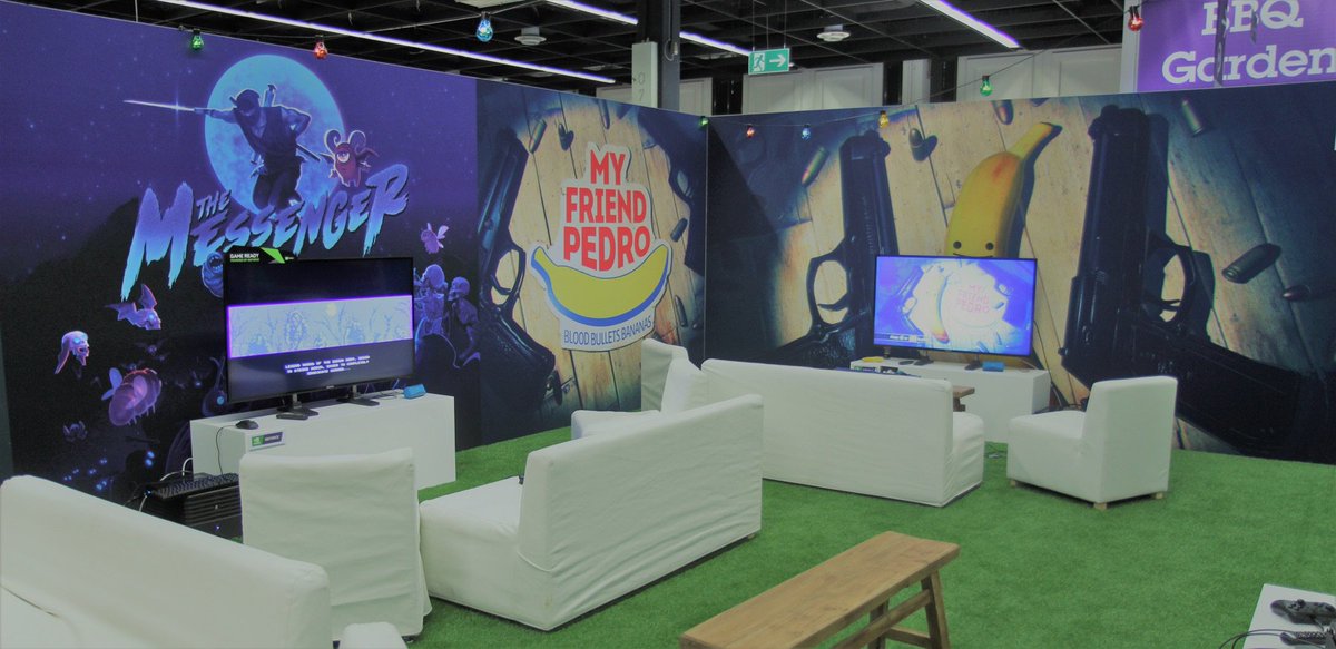 devolverdigital's tweet photo. Another glorious day at Camp Devolver inside Gamescom! Hike on over to Hall 2.2 for some arts and crafts. https://t.co/w7ECJMATep