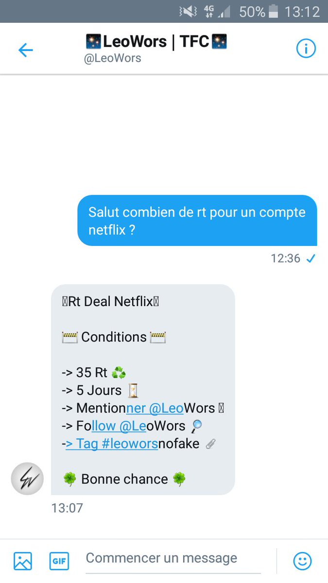 NoahJouira2's tweet photo. ⚠Deal RT⚠ 

A 35 rt @LeoWors m'offre un compte netflix ❎

GO rt un max ♻

#leoworsnofake

Je le ferai sûrement gagner ✅ https://t.co/vz2JDoIPVC