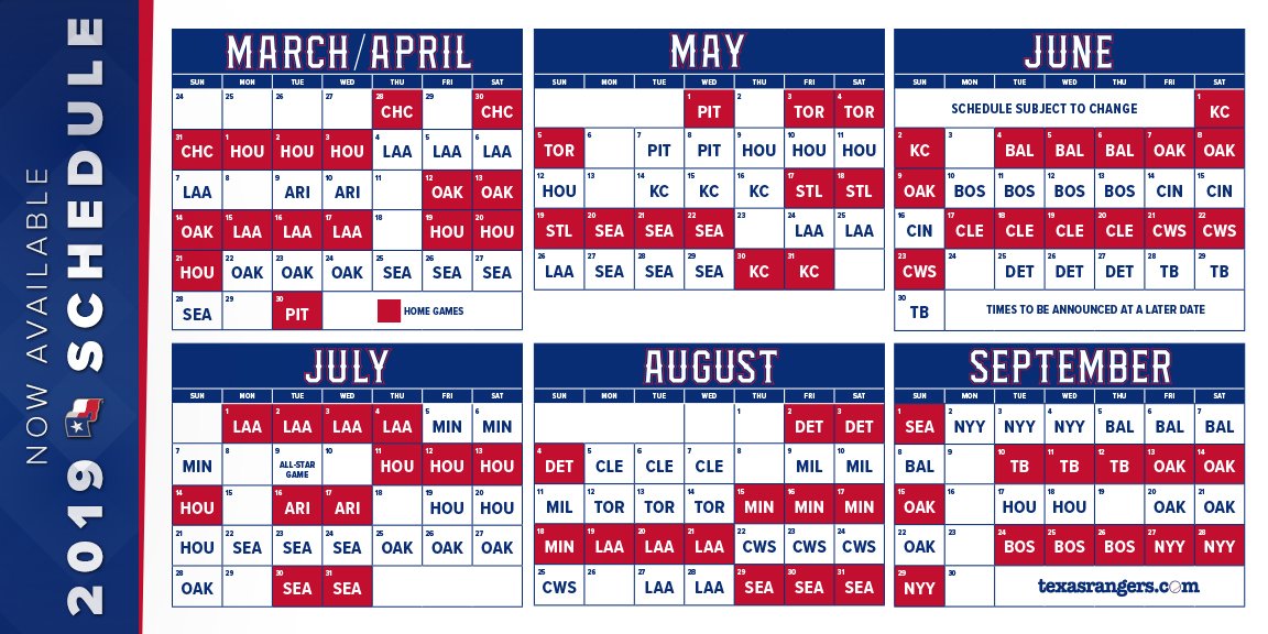 Rangers Printable Schedule Printable World Holiday