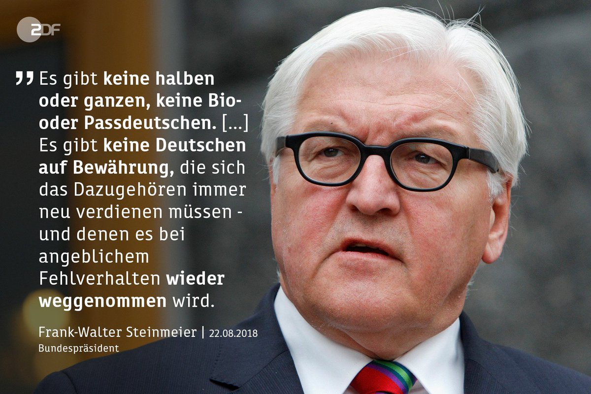 ZDFheute's tweet image. Mit deutlichen Worten hat #Bundespräsident Frank-Walter #Steinmeier #Rassismus und #Diskriminierung verurteilt. Ein "permanenter Verdacht  gegen Zugewanderte" sei beschämend für unser Land und gefährlich für die #Demokratie.