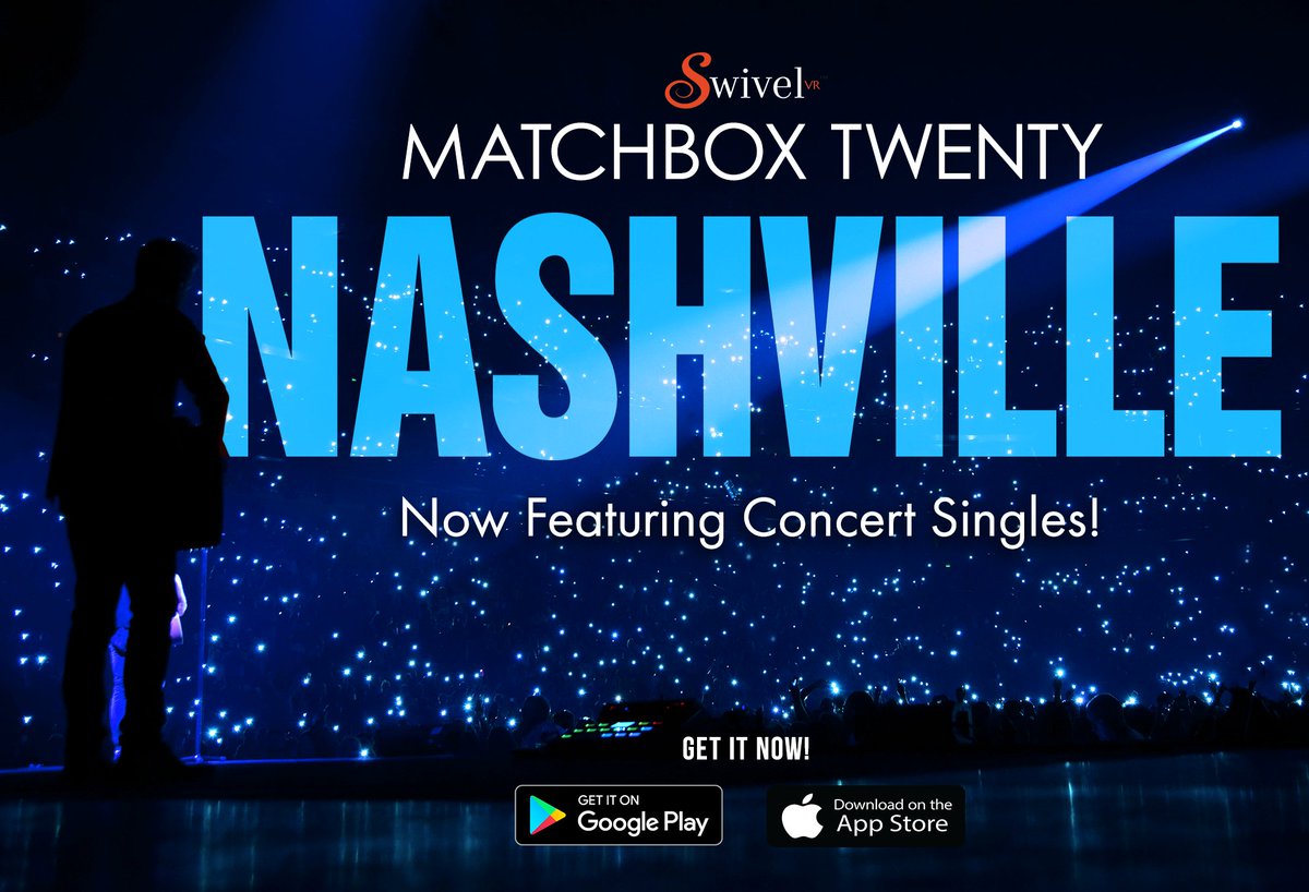 SwivelVR360's tweet photo. ust want to listen to your favorite song from the concert? We got you covered!! Rent your favorite @MatchboxTwenty concert single from @SwivelVR360 Today! πΈπΆ
And remember, you don't need a VR viewer to enjoy it π
#MatchboxTwenty #SwivelVR #VR #Nashville #FavoriteSong https://t.co/f4a9D0MO0V