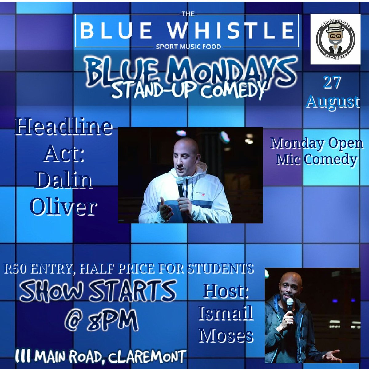 PungDubious's tweet photo. Come Monday, preparing for #FaceForRadio, @GoodHopeFM's @DalinOliver closes #BlueMondayComedy @bluewhistleCT in Claremont. Ladies in free! Students pay half! Hosted by Ismail Moses. https://t.co/sKPI4J3yJU