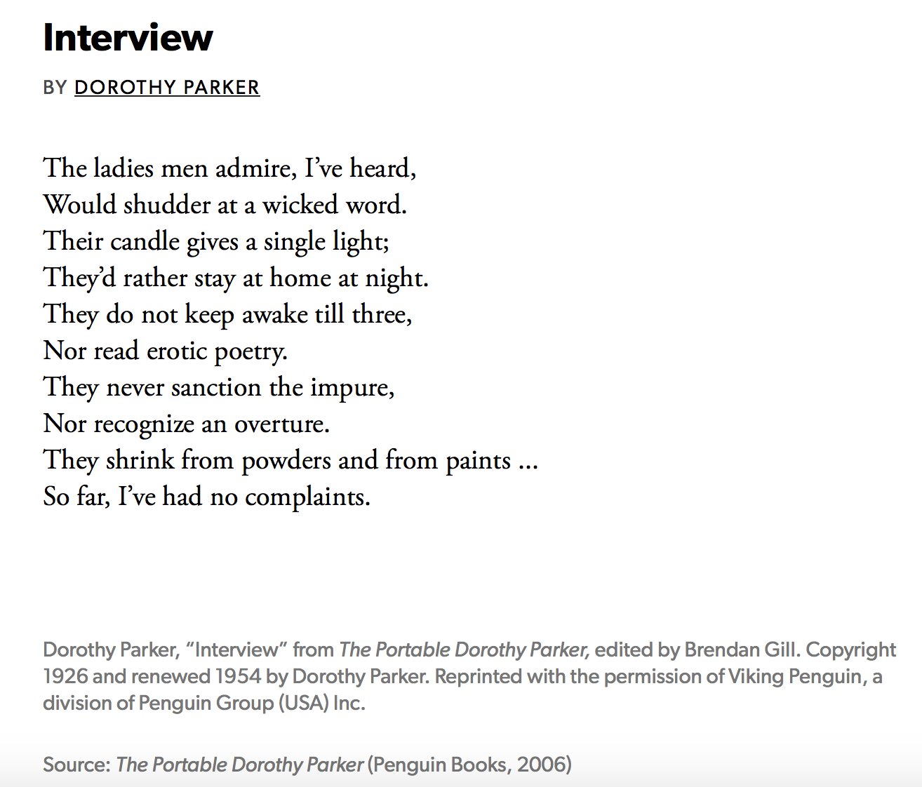 Image of "Interview" by Dorothy Parker