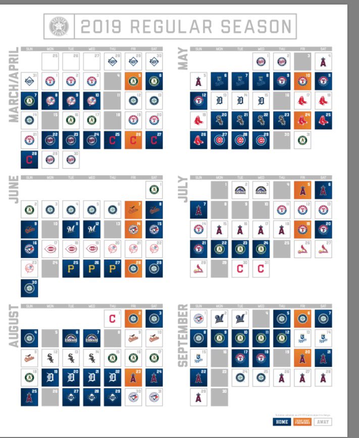Brian McTaggart on Twitter: "Astros 2019 schedule…