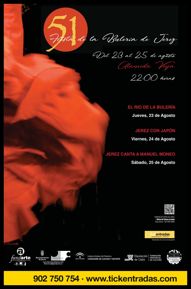 RevZocoFlamenco's tweet photo. Mañana, 23 agosto, comienza la Fiesta de la Bulería #Jerez con 'Río de Bulería': Diego Carrasco, Tomasito, José Valencia, Lela Soto, Antonio Agujetas, Sorderita, Maloko,  Juañares, Gema Moneo, Nono Jero y mucho más... https://t.co/VLKgyCxwM9