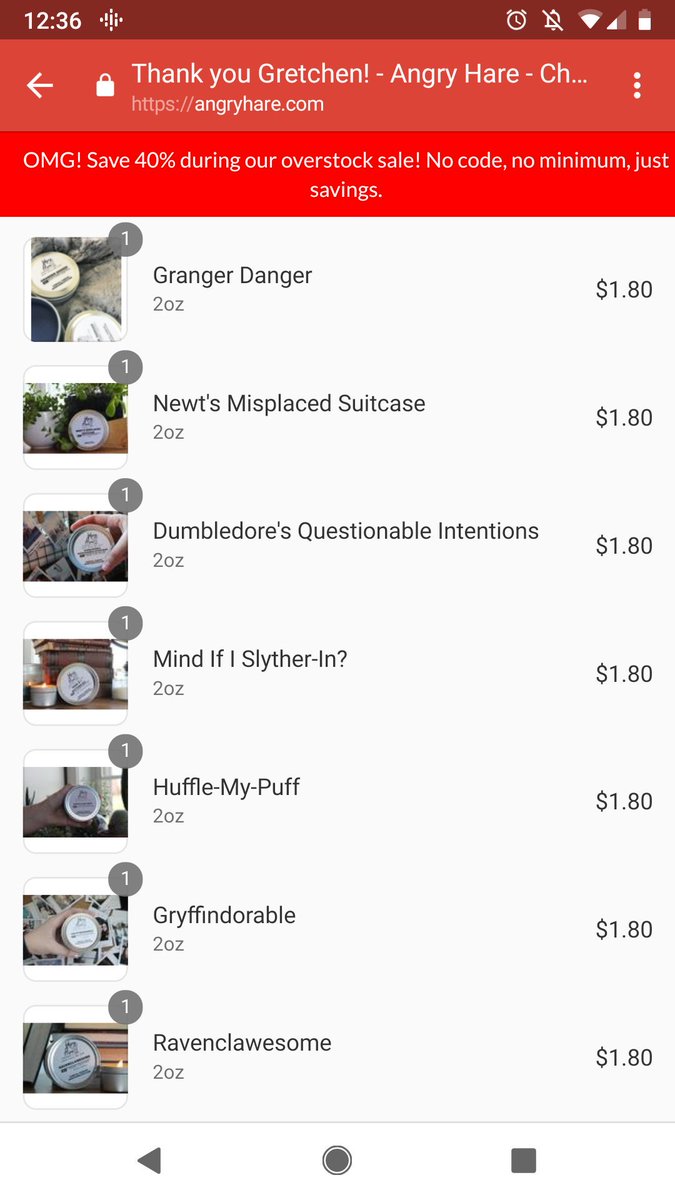 GretchASketcha's tweet image. @angryhareco is having a huge sale on some #HarryPotter candles and I definitely bought one of each. 😍 #nerdythings #ilovecandles