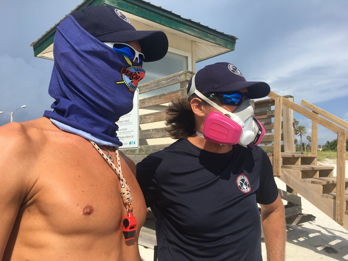 srqtv1's tweet photo. How are Sarasota lifeguards handling the toxic red tide. We will have the story tonight on 10 news wtsp https://t.co/9F10ORaQpW