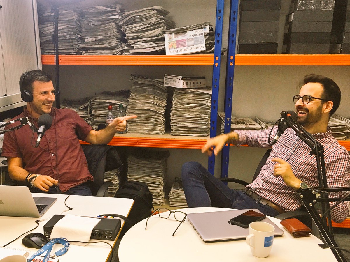 BronWeatherby's tweet photo. Podcast recording with these two is a fun affair - keep an eye out for this week’s brilliant @IBLpodcast we miss you @ambhack #podcast #news #bristollive https://t.co/8VcSYuBS6I